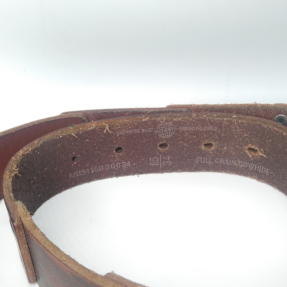 Womens Vintage Fossil Brown Leather Belt Sze.34 Patched Style Silver Buckle - Picture 5 of 7